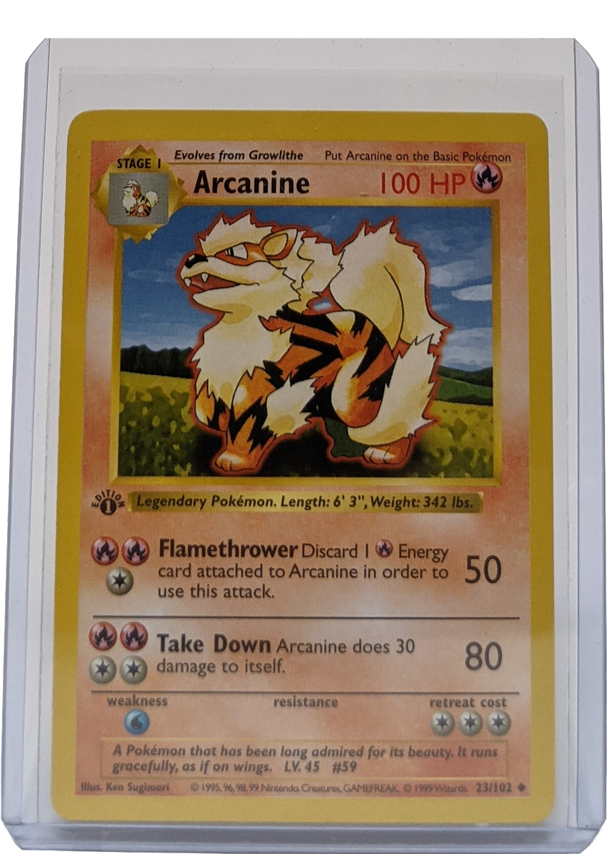 first edition arcanine pokemon card 1999 Pokemon Arcanine - 1st Edition Shadowless