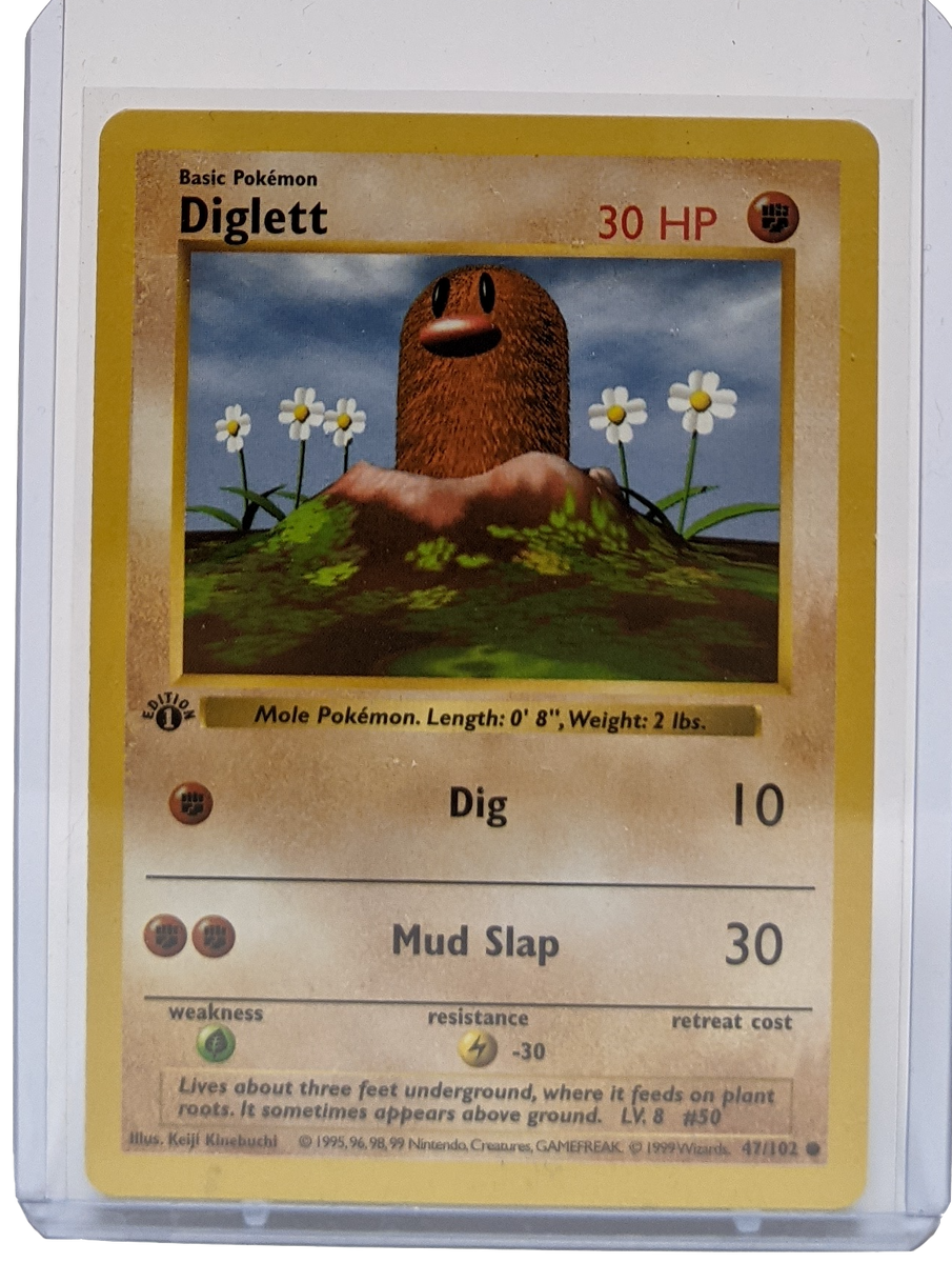 1995 diglett pokemon card value 47/102 1999 Pokemon Diglett - 1st Edition Shadowless