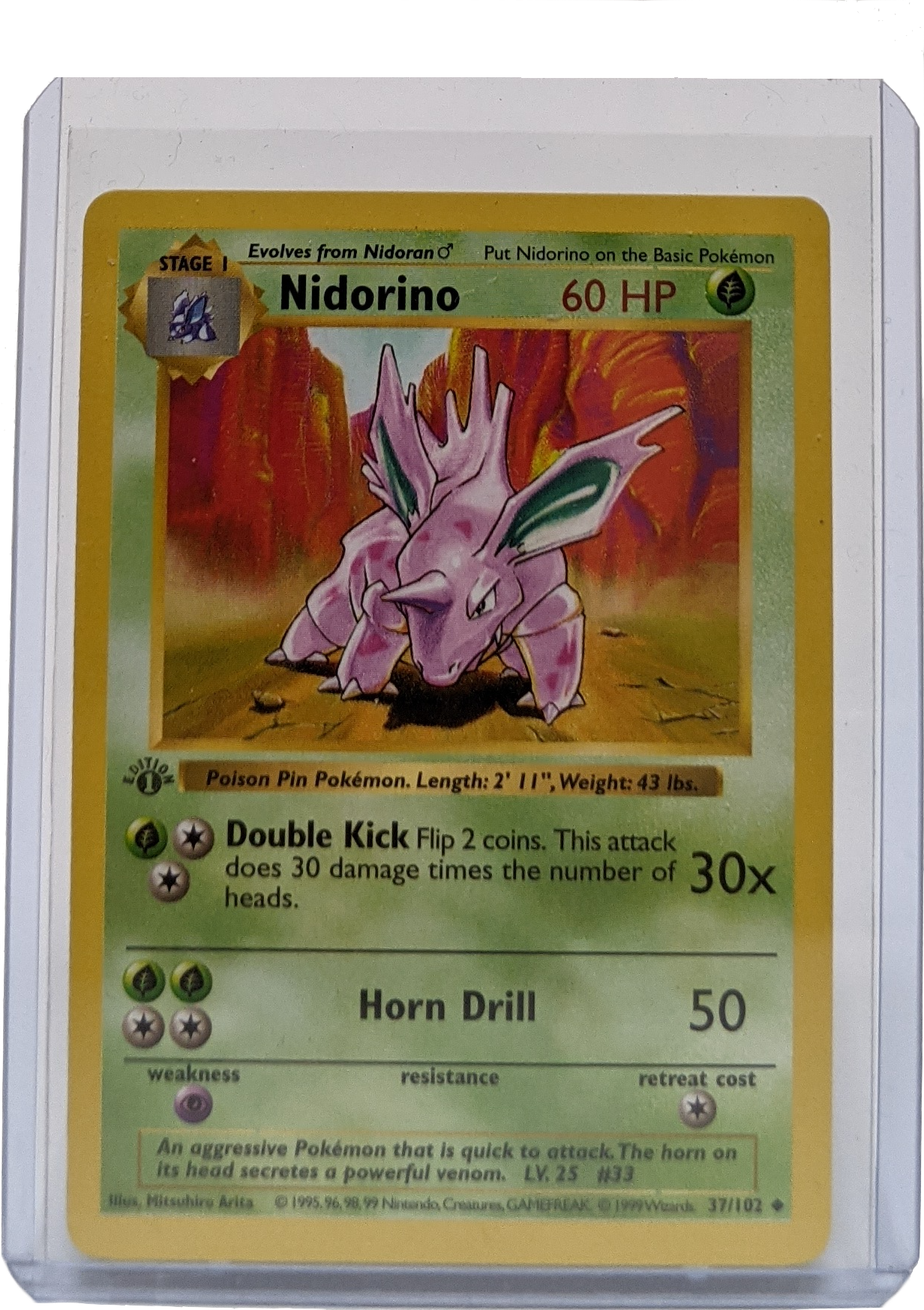 1999 Pokemon Nidorino - 1st Edition Shadowless