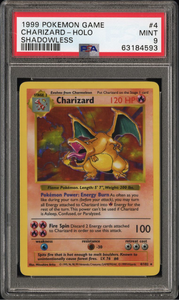 1999 Pokemon Charizard  - Shadowless - PSA 9