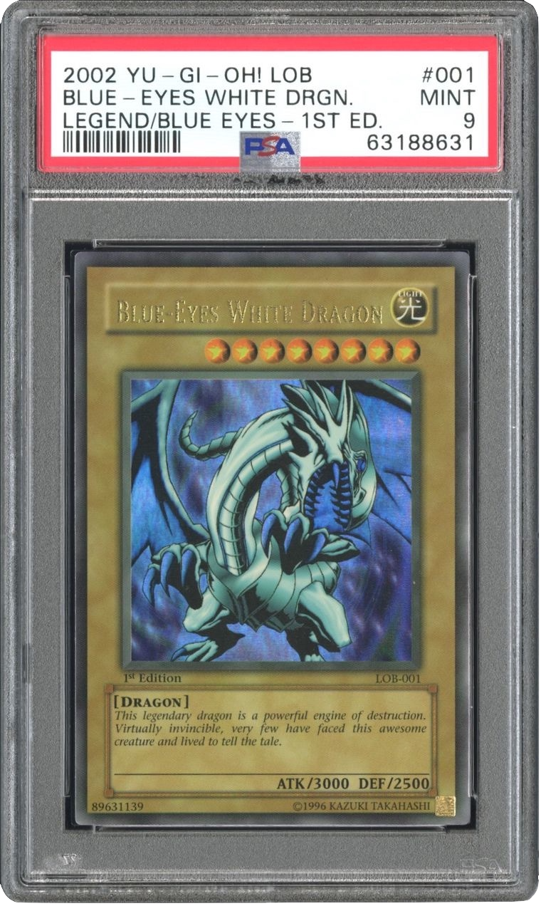2002 Yu-Gi-Oh Blue Eyes White Dragon - 1st Edition - PSA 9