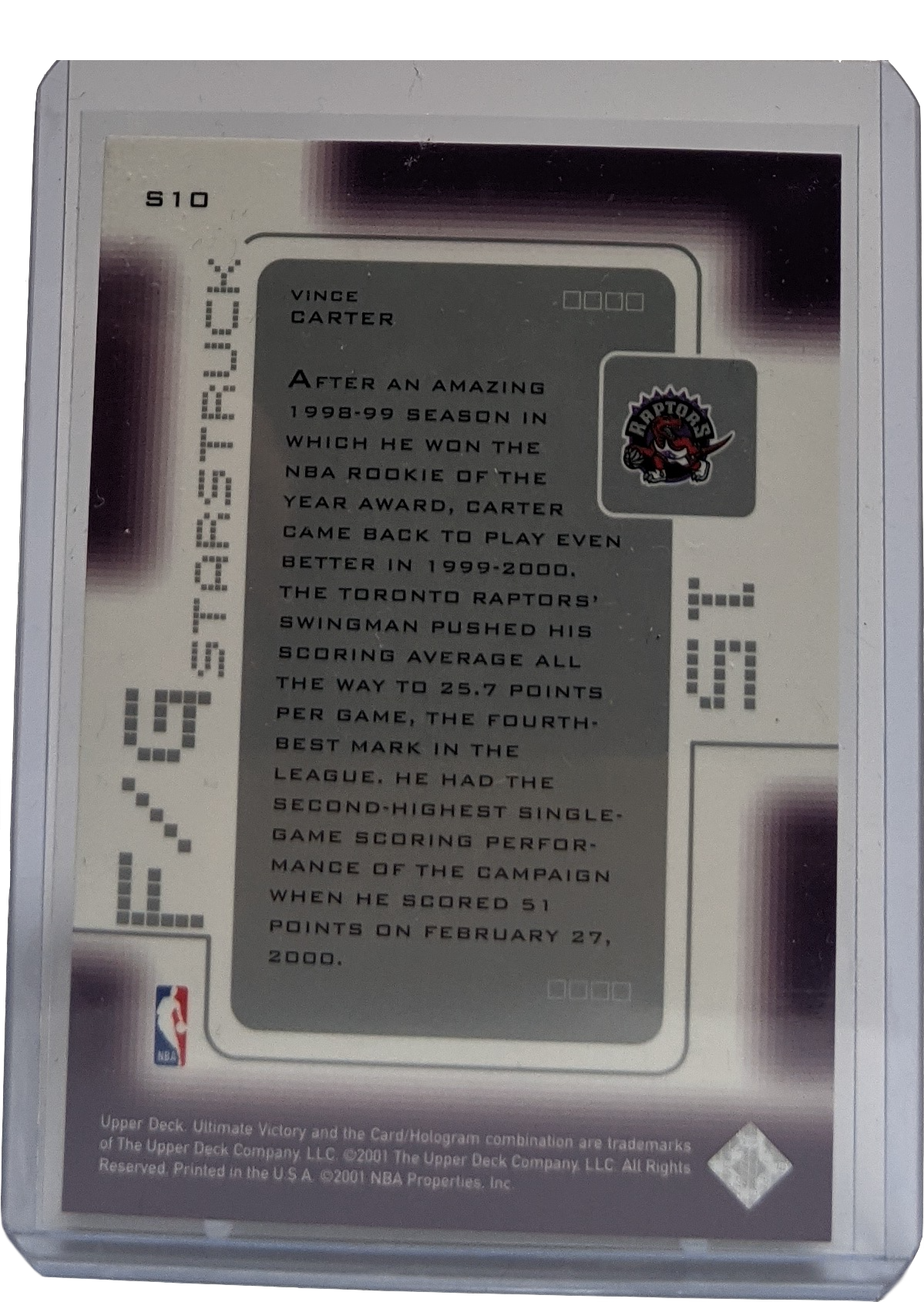 2000-01 Upper Deck Ultimate Victory Vince Carter - Starstruck