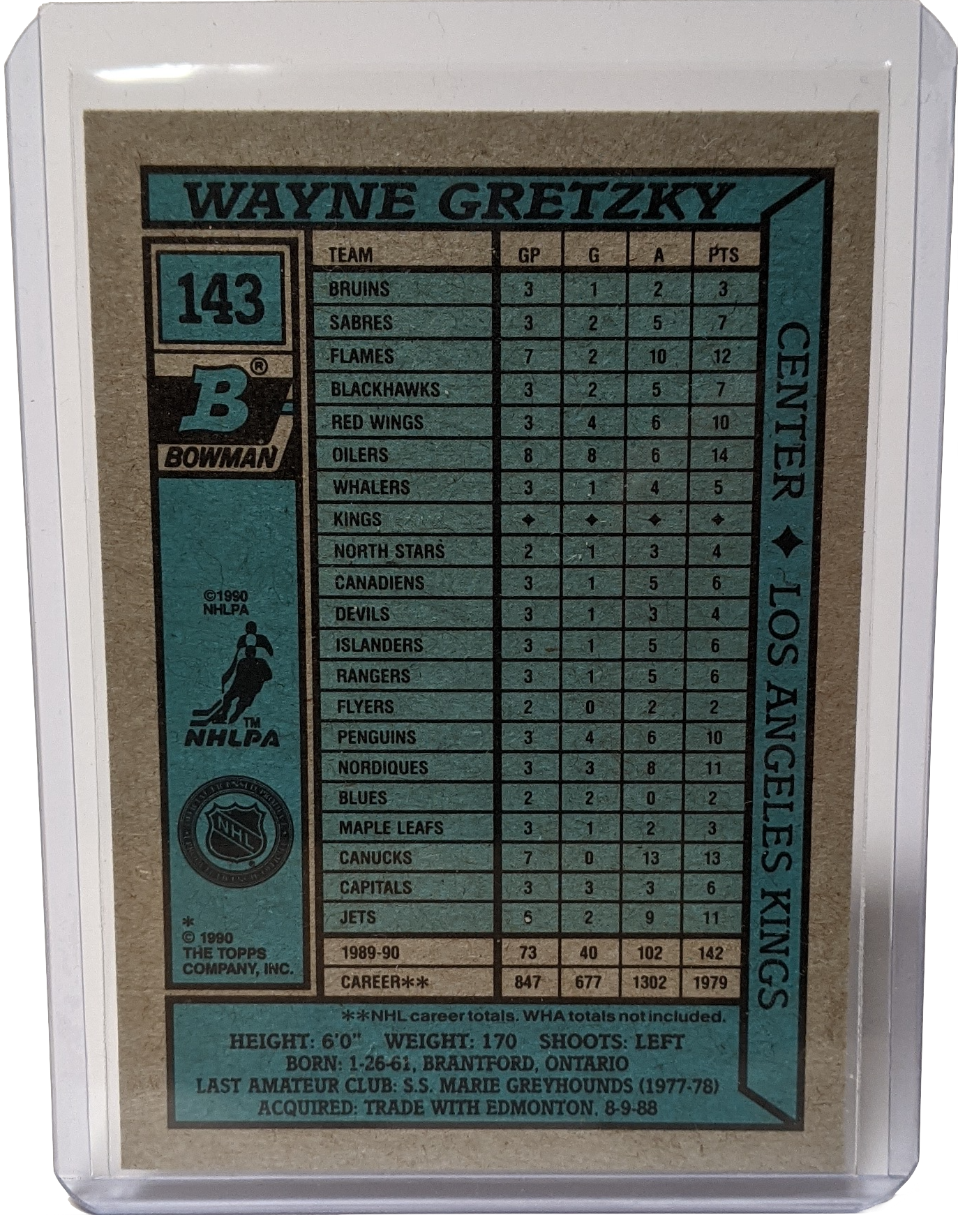 1990-1991 Bowman Wayne Gretzky