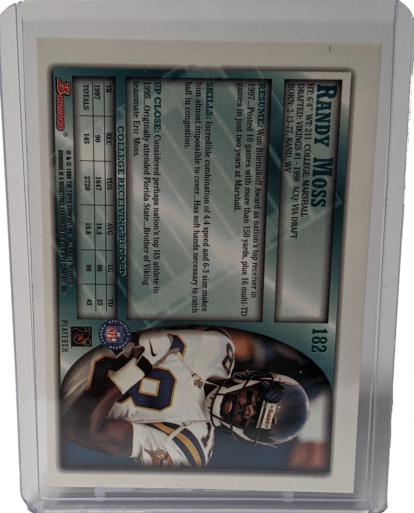 1998 Bowman Randy Moss RC