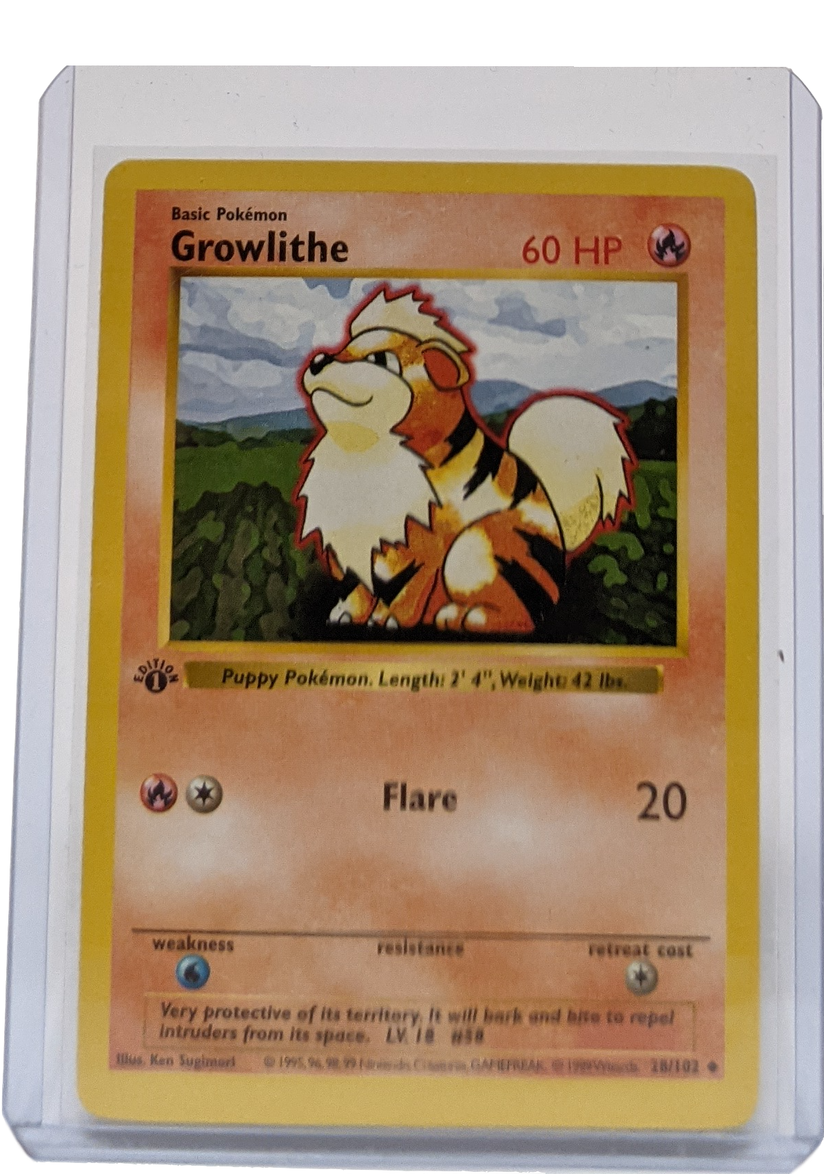 1999 Pokemon Growlithe - 1st Edition Shadowless