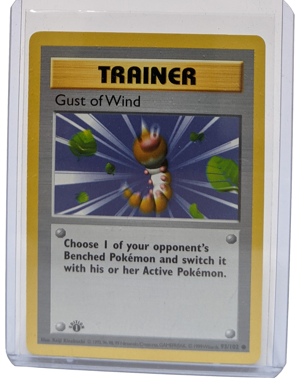 gust of wind pokemon card value 093/102 Base Set Regular for sale online Choose 1 of your opponents Benched Pokemon and switch it with his/her Active Pokemon. 15 Pokmon Cards Worth More