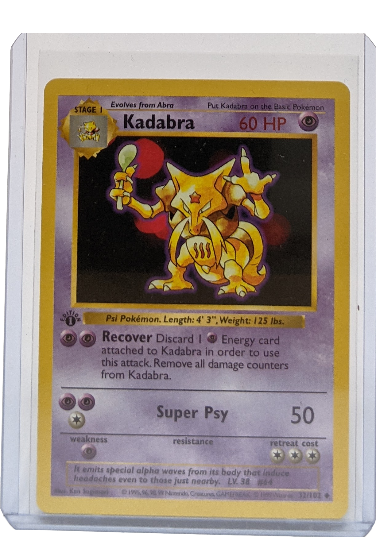 1999 Pokemon Kadabra - 1st Edition Shadowless