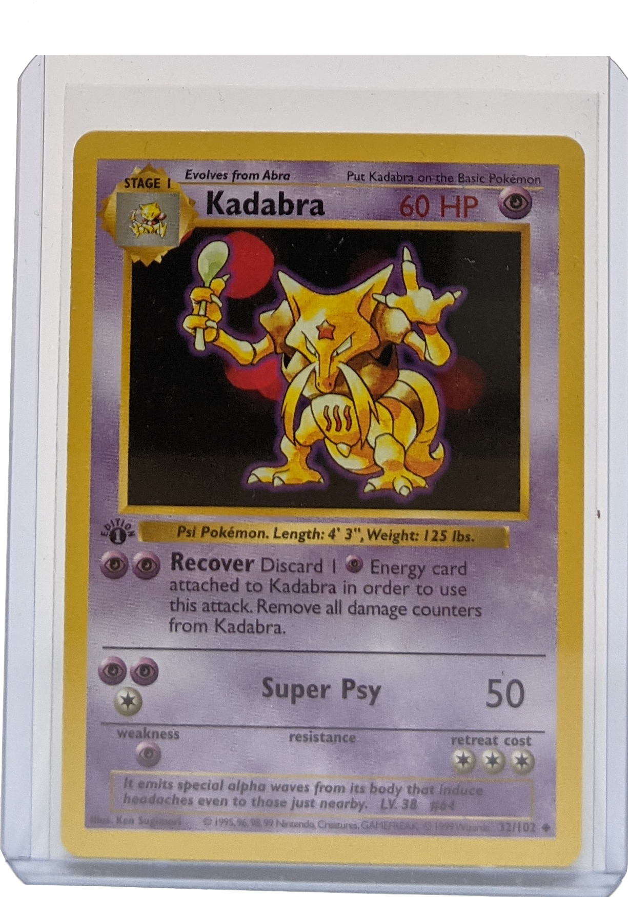 1999 kadabra pokemon card 1999 Pokemon Kadabra - 1st Edition Shadowless