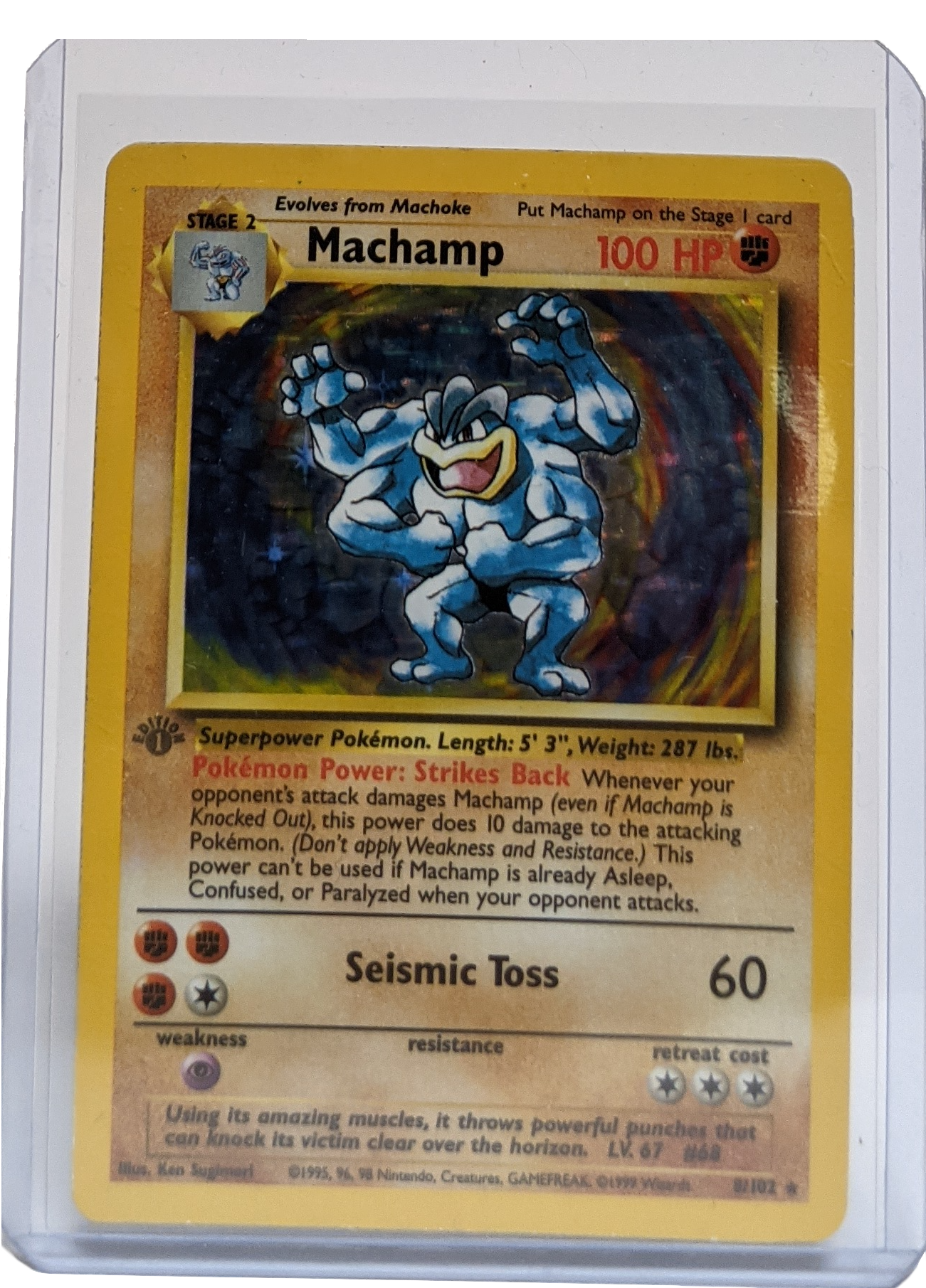 pokemon machamp card Pokemon Base Set Rare Holo Machamp (1st Edition) [Shadowless CGC