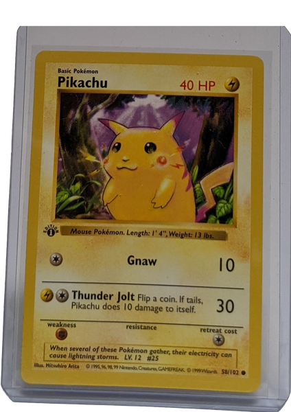 1999 Pokemon Pikachu (Red Cheeks) - 1st Edition Shadowless 1999 Pokemon Pikachu (Red Cheeks) - 1st Edition Shadowless