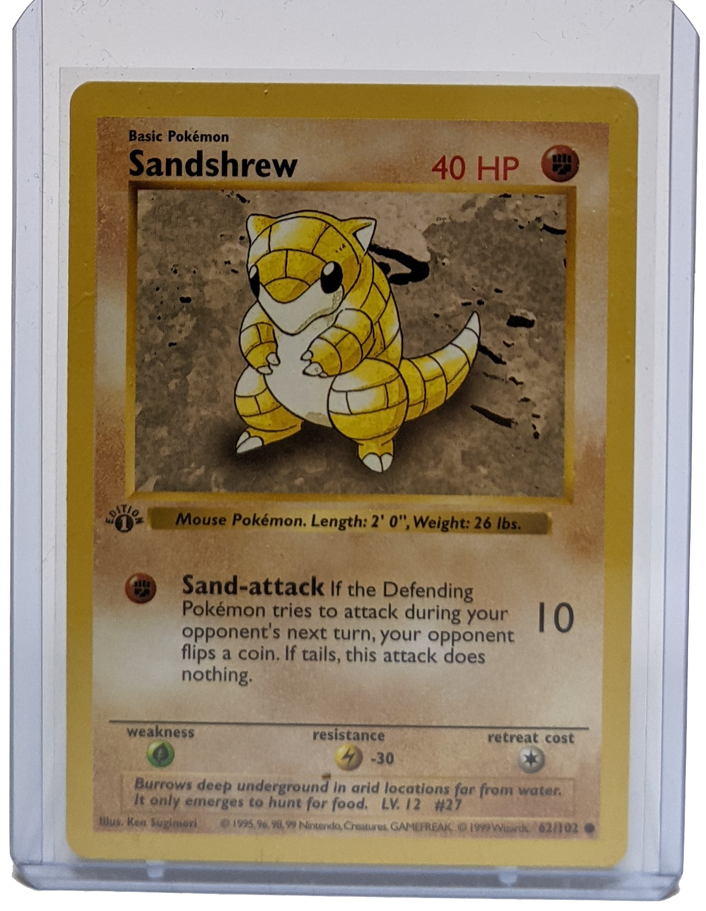 1999 Pokemon Sandshrew - 1st Edition Shadowless