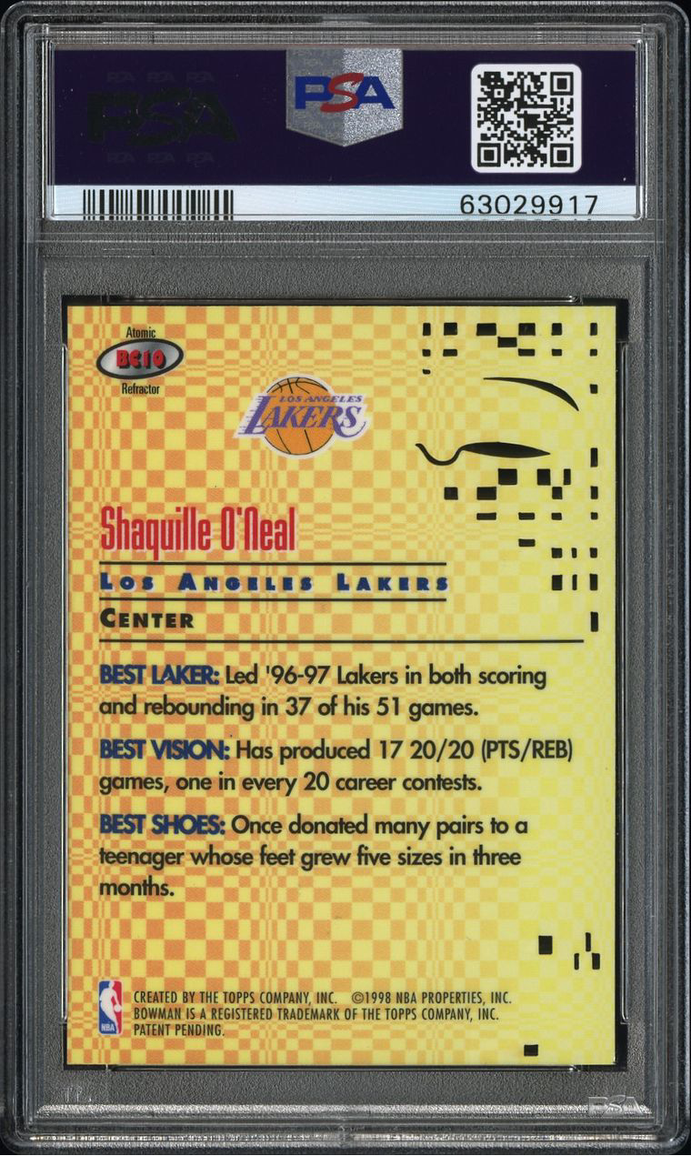 1997 Bowman's Best Cuts Shaquille O'Neal Atomic Refractor - PSA 9